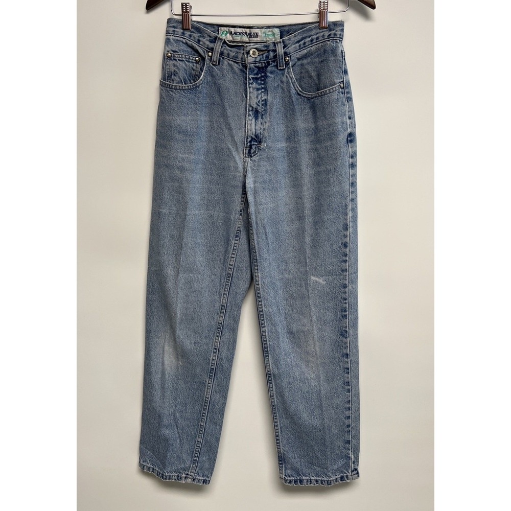 Vintage Anchor Blue Wide Leg Jeans Loose Fit 7 8 S Skater 90s Grunge 29x29 Women